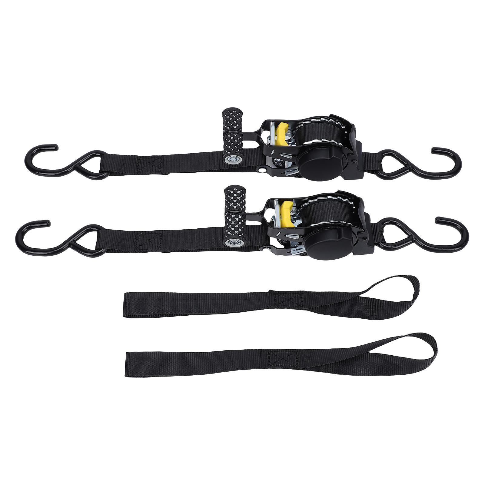 

2PCS Automatic Retractable Ratchet Straps 1Inch X 12FT Heavy Duty 1500lbs Breaking Strength Tie Down Self Retracting for Cargo чорний