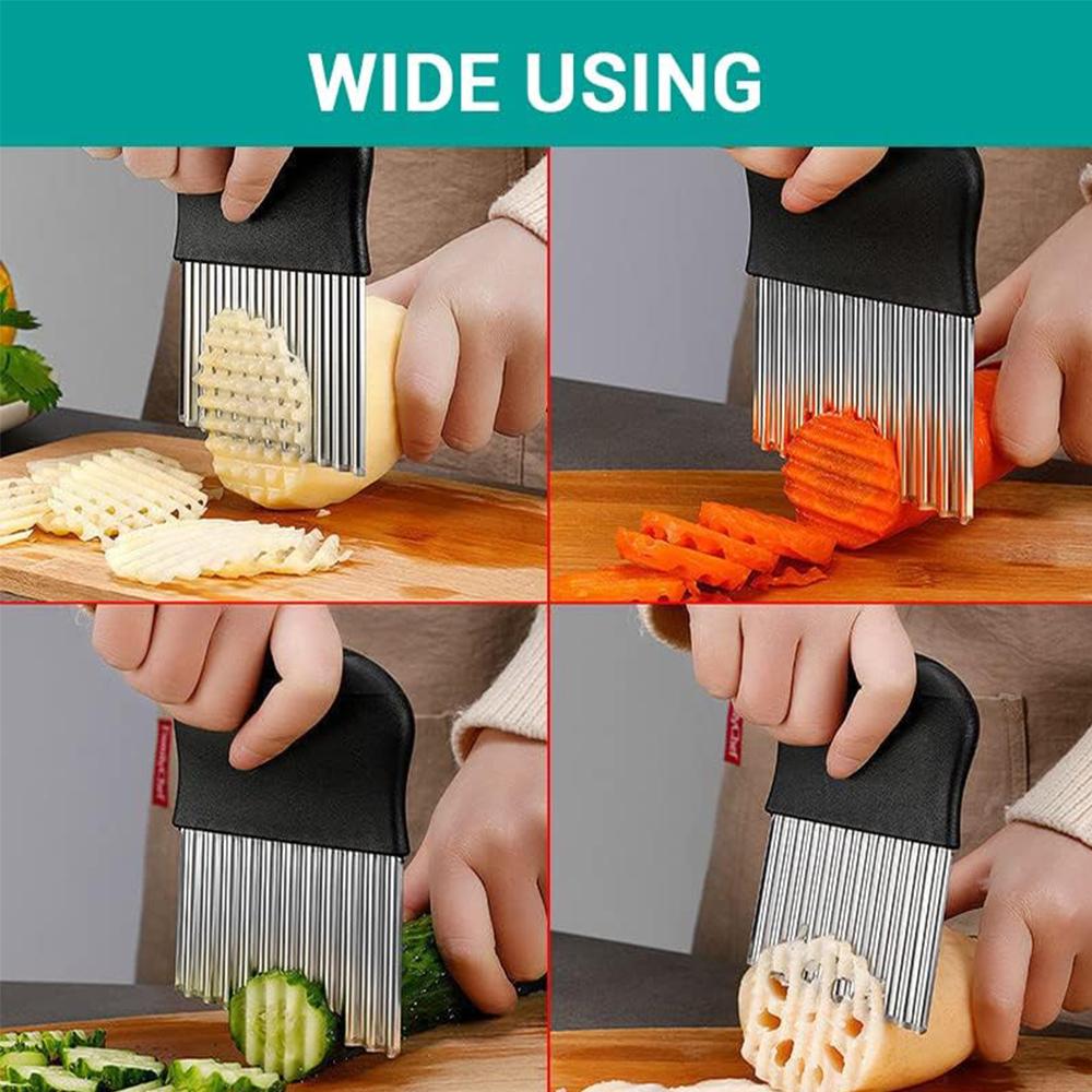 1× Stainless Steel Large Crinkle Cutter Wavy Chopper For French Fry Slicer