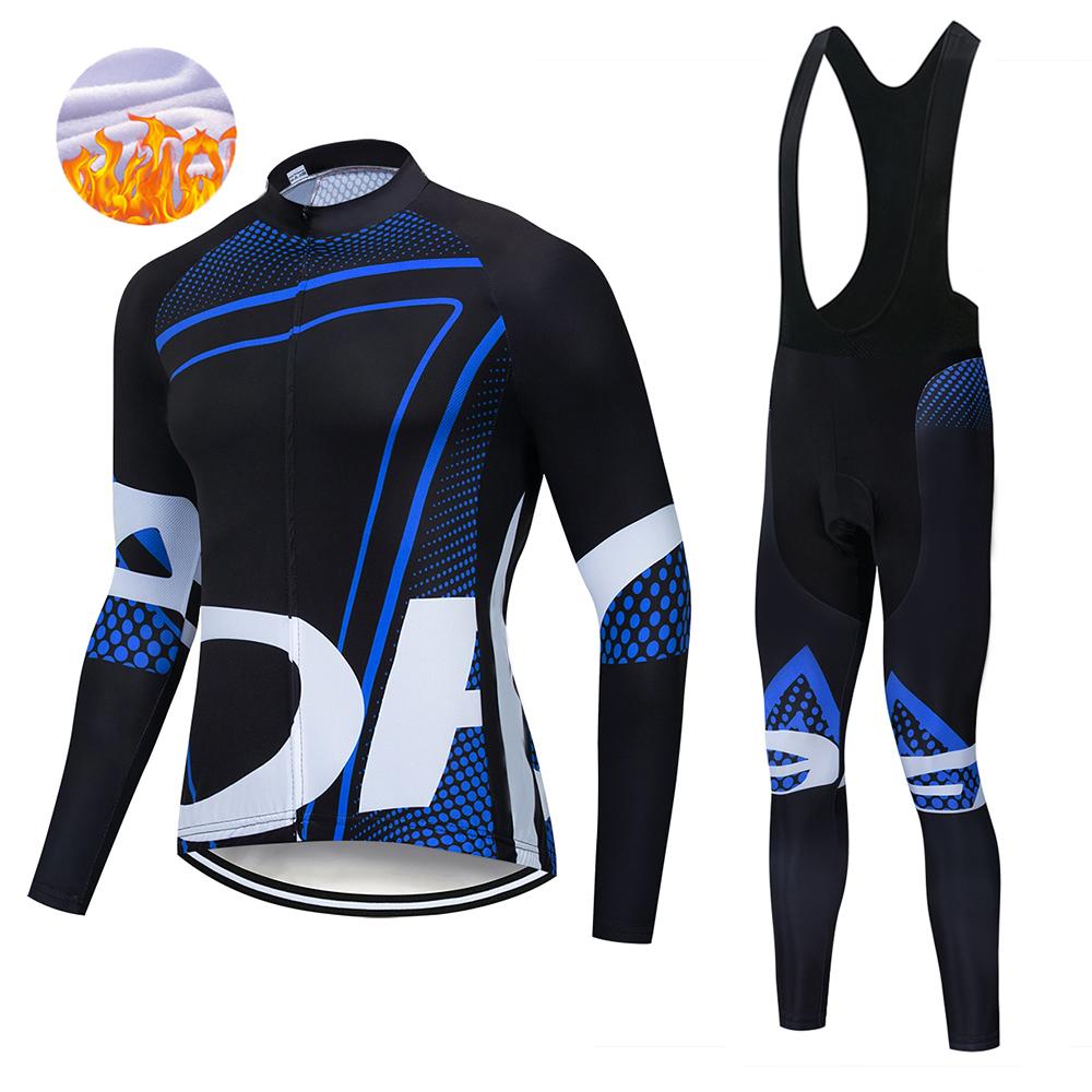 Winter Men's   Thermal Fleece Long Sleeves Men Cycling Bib Set Bicycle Clothing MBT Breathable Bike Clothes 2026 Winter Warm Cycling Clothing Set