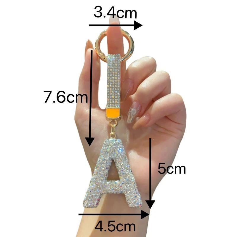 Trendy Letter Key Ring Sparkly Crystal Rhinestone Decor Keychain for Women Purse Car Key Accessory Gift