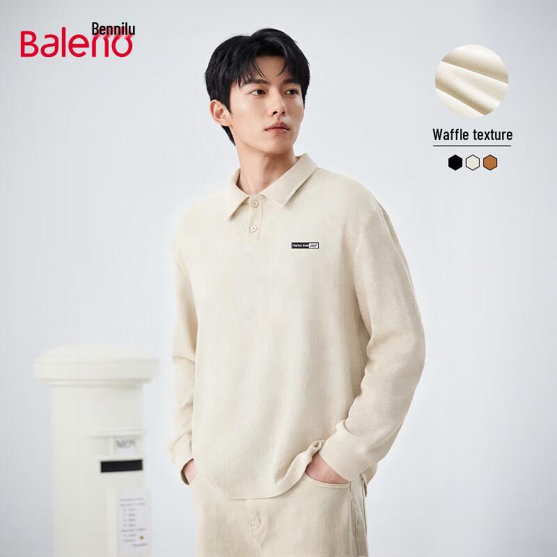 Baleno Men s Waffle Knit Long Sleeve Polo Shirt 3XL