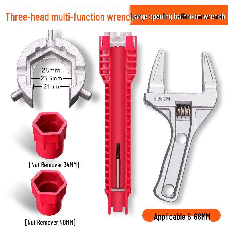 Large-Opening Adjustable Bathroom Wrench for Plumbing and Faucet Installation