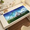 Gaming Mouse Pad Large Desk Mat Antislip Stitched Edges Stylish Blue Anime Print Extended Keyboard Mat for Gamer Office