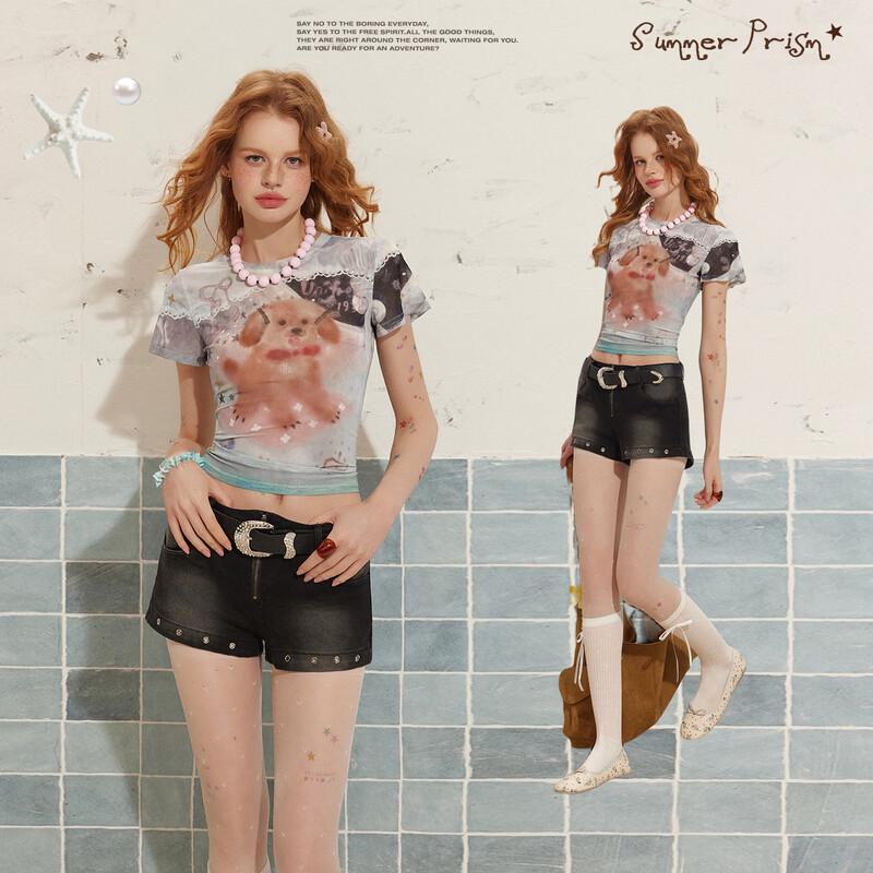 UNIFREE Slim-Fit Pet Print T-Shirt