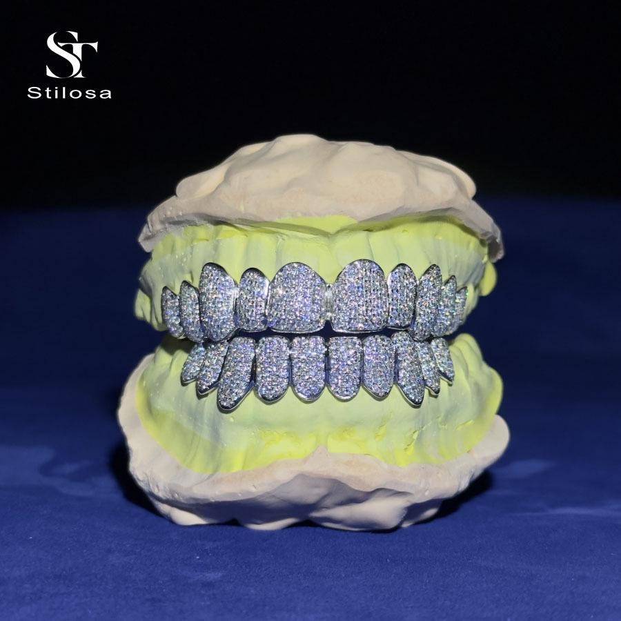 Europe & America Hot-Selling Hip-Hop Honeycomb Grillz with Moissanite Inlay