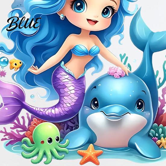 Kids Bathroom Decor Decal Self-Adhesive Traceless Design Tear-Off Toilet Sticker Waterproof PVC Ocean Dolphin Wall Sticker Mermaid Pattern