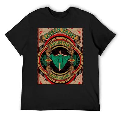 Green Fairy Absinthe T-Shirt Funny Shirt Cotton Clothing Anime T-shirt Anime Tshirt Mens Big and Tall T Shirts