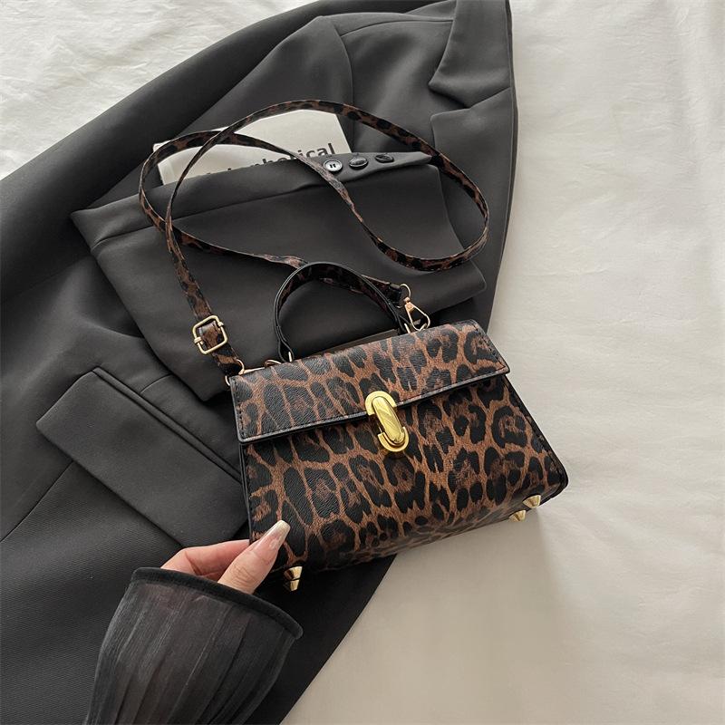 Niche Design Crossbody Bag For Women 20256 Autumn New Fashion Simple Stylish Underarm Leopard Print Vintage Single Shoulder Bag