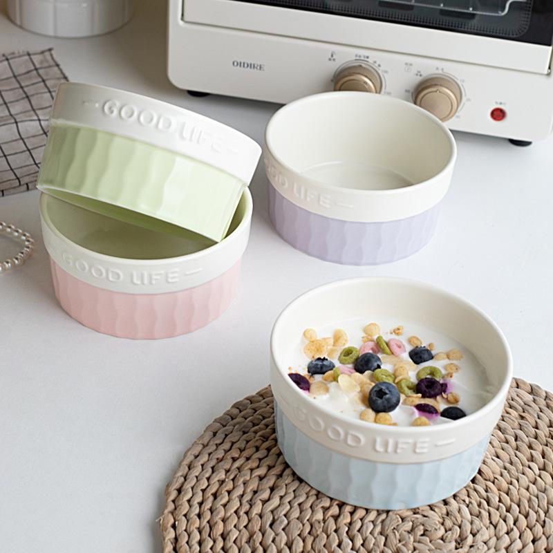 Nordic Style Ceramic Dessert & Cereal Bowl - Cute Yogurt, Fruit, Breakfast, or Steamed Egg Bowl for Home