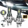 2 Pcs H4 9003 Hb2 Car Led Headlight Kit High And Low Beam Fog Light Bulbs 6000k Xenon Ultra-white