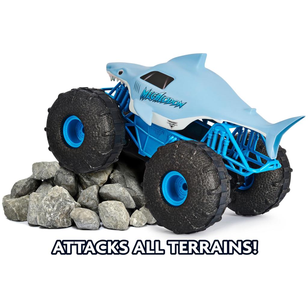 Official Monster Jam Megalodon Storm All-Terrain Remote Control Monster Truck, 1:15 Scale