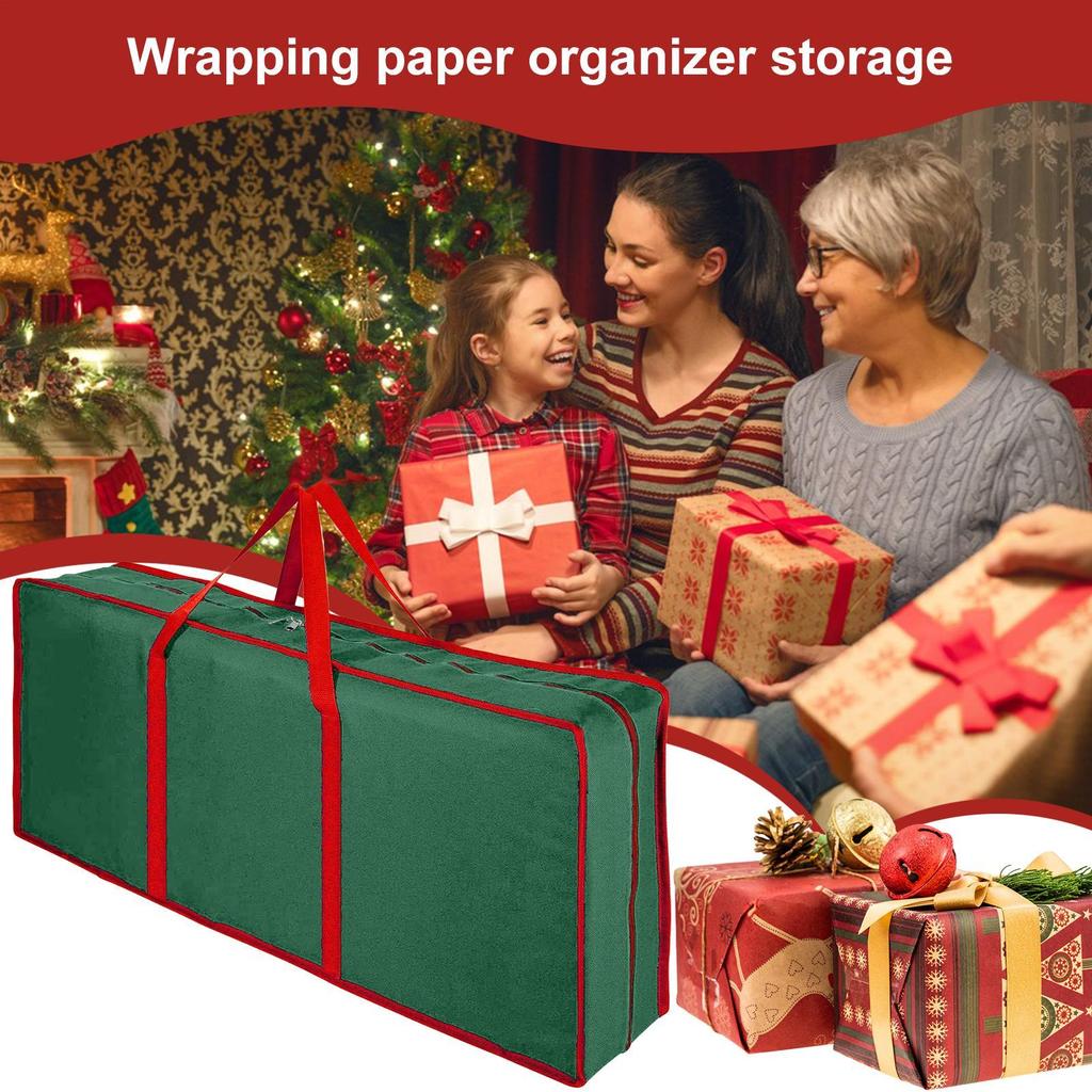 Large Capacity Storage Bag for Christmas Wrapping Paper Dustproof Cover Waterproof Storage Bag Home Organizer for Holiday Gifts