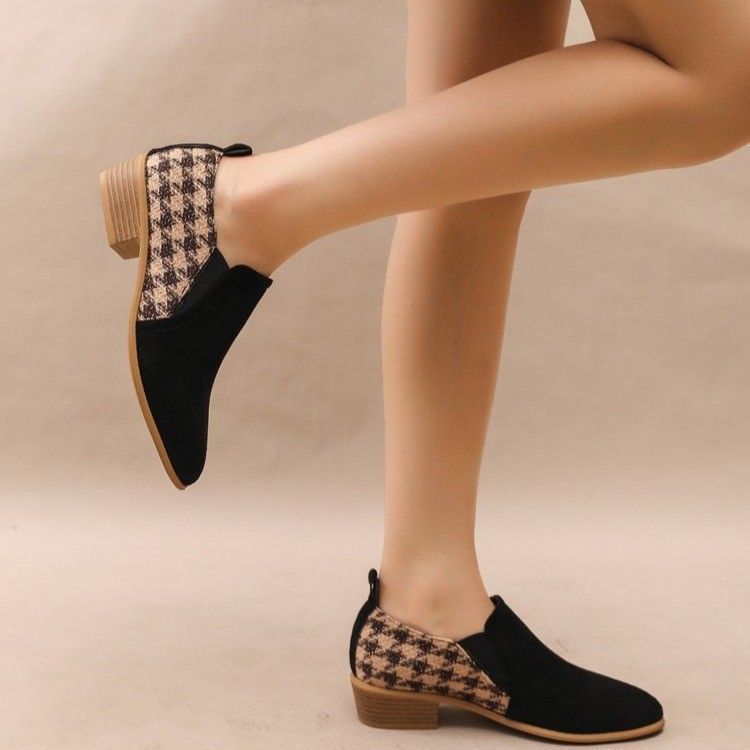 Pointed thick heel deep mouth women's single shoes 2025 spring and autumn new fashion versatile casual comfortable foot shoes women