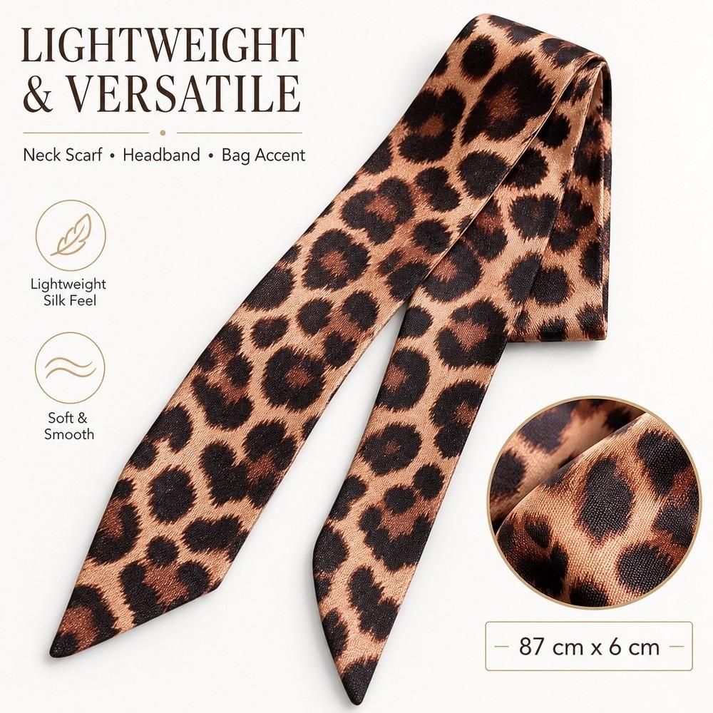 Leopard Print Small Silk Scarf Long Neck Scarf Fashion Headscarf Neckwear/Wrist/Waistband