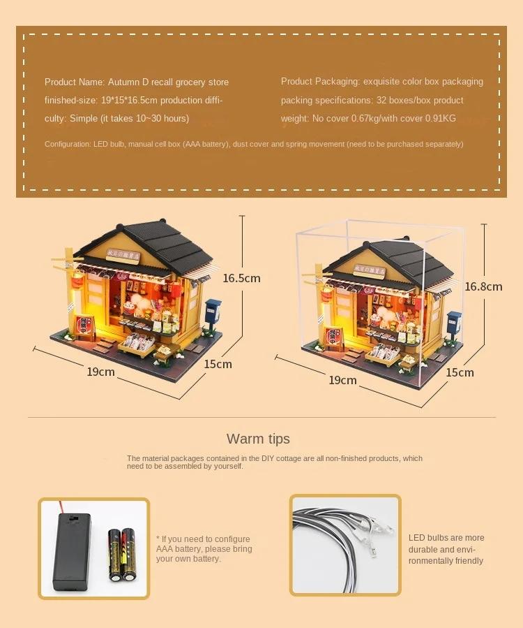 Diy Dollhouse Sushi Restaurant Wooden Doll House Kit Making And Assembling Room Models Toys For Kid Birthday Gifts Smart puzzle