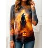 Oberteile für Damen Weihnachtsmuster Rundhals Langarm-T-Shirt Herbst Lässig Enganliegender Pullover Damen Langarm-Oberteil