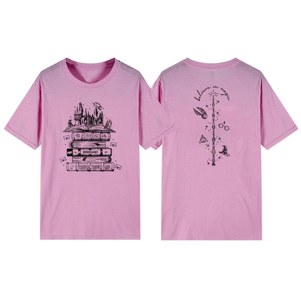 

Футболка Wizard Castle Book Wizard School Tee Cute HP Shirt Fun Magic Castle T-Shirt Short Sleeve Magic Book Графічні футболки S рожевий