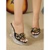 Slope Heel 11CM Nightclub High Heels Trend Women's Shoes Hotel Nightclub Transparent Crystal Banquet Crystal LFD-1101-Q5