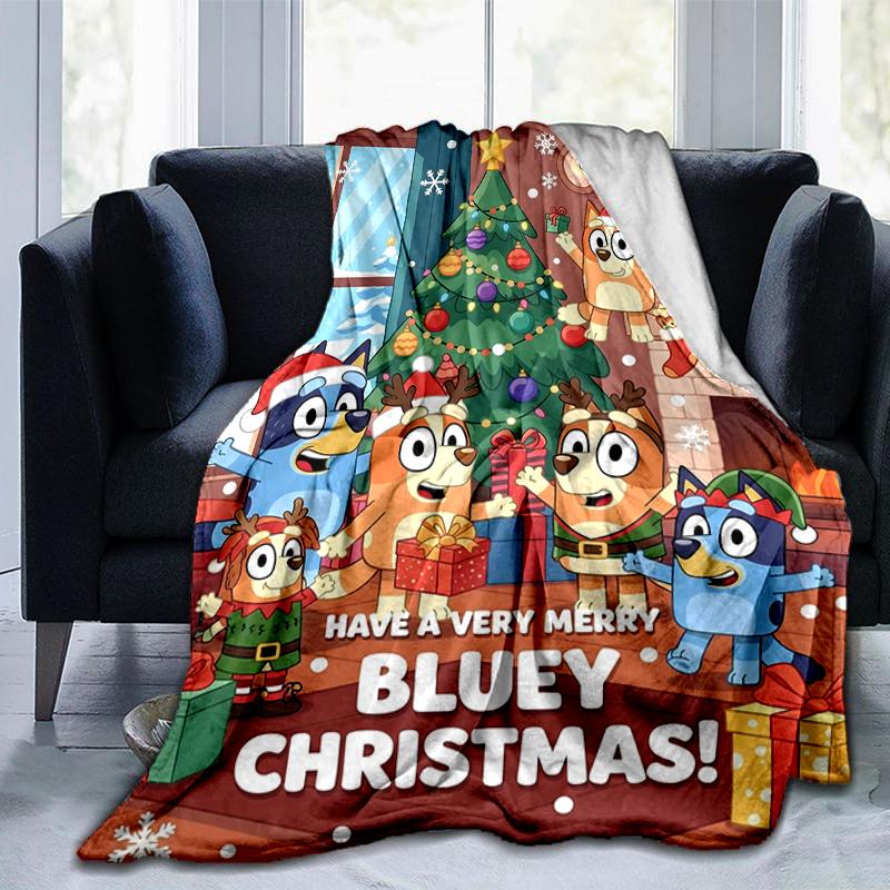1Pc Bluey'S Festive Friends Blanket Soft And Comfortable Casual Warm Camping Travel Christmas Halloween Gift M92138