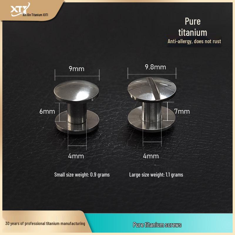Pure Titanium Small Screws & 9x6mm Pin Belt Buckles - Rust-Resistant Accessory