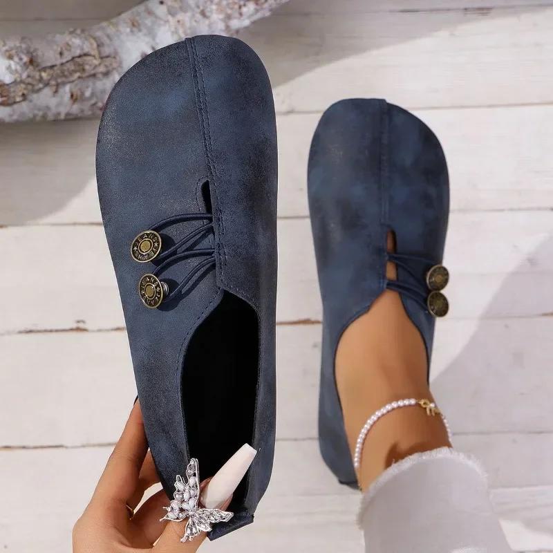 2025 New Women's Flat Shoes Casual Solid Color Round Toe Shallow Mouth Buckle Versatile Single Shoes for Women Zapatos