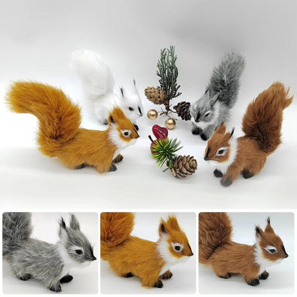 Plush Squirrel Miniatures Simulation Fur Simulation Animal Toy Christmas Decorations