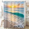 Bella Tenda da Doccia Stampata con Spiaggia al Tramonto Impermeabile Decorazione Bagno Miglioramento Casa Tessuto Impermeabile Tende da Bagno Morbida Pl