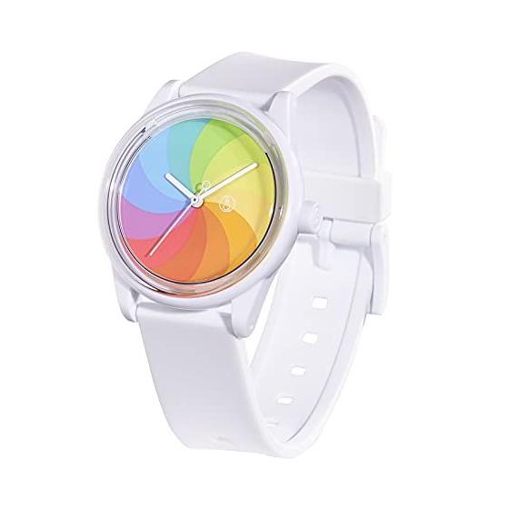 Used New Q&Q SmileSolar Watch, Solar, Analog, GROOVISIONS GRV3013, Waterproof, Urethane Belt, RP26J811, White