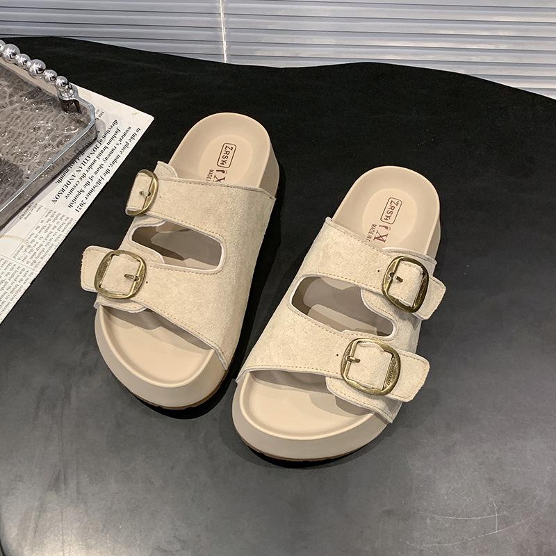 Fashion versatile slippers 2025 summer new thick-soled heightening cool slippers women wear one word with casual slippers