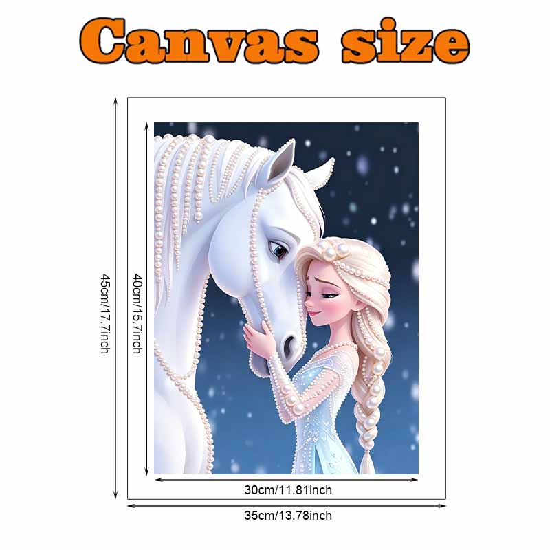 Disney Pearl Painting Frozen Elsa and Her Pony Nook 5D DIY Pearl Picture Crafts for Adults/Beginners Gift Ideas Home Decor