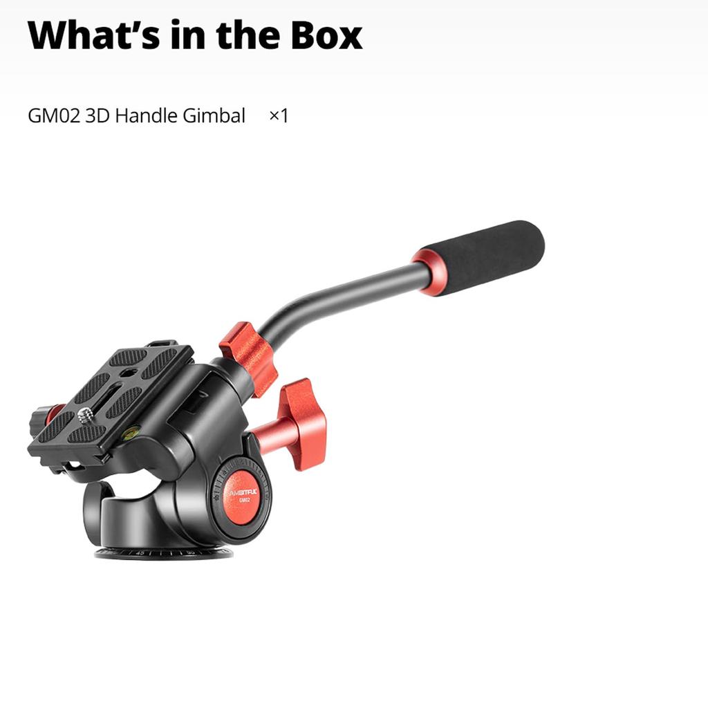 AMBITFUL GM02 Tripod Fluid Rotation Metal Head with QR Leveling for Compact DSLR Supports Up To Head, 360° Adjustable, Arca-Type Plate, Bi-Directional