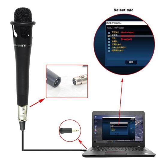 E300 Condenser Microphone Professional High Fidelity Portable Handheld Recording Microphone with Audio Cable for Live Streaming