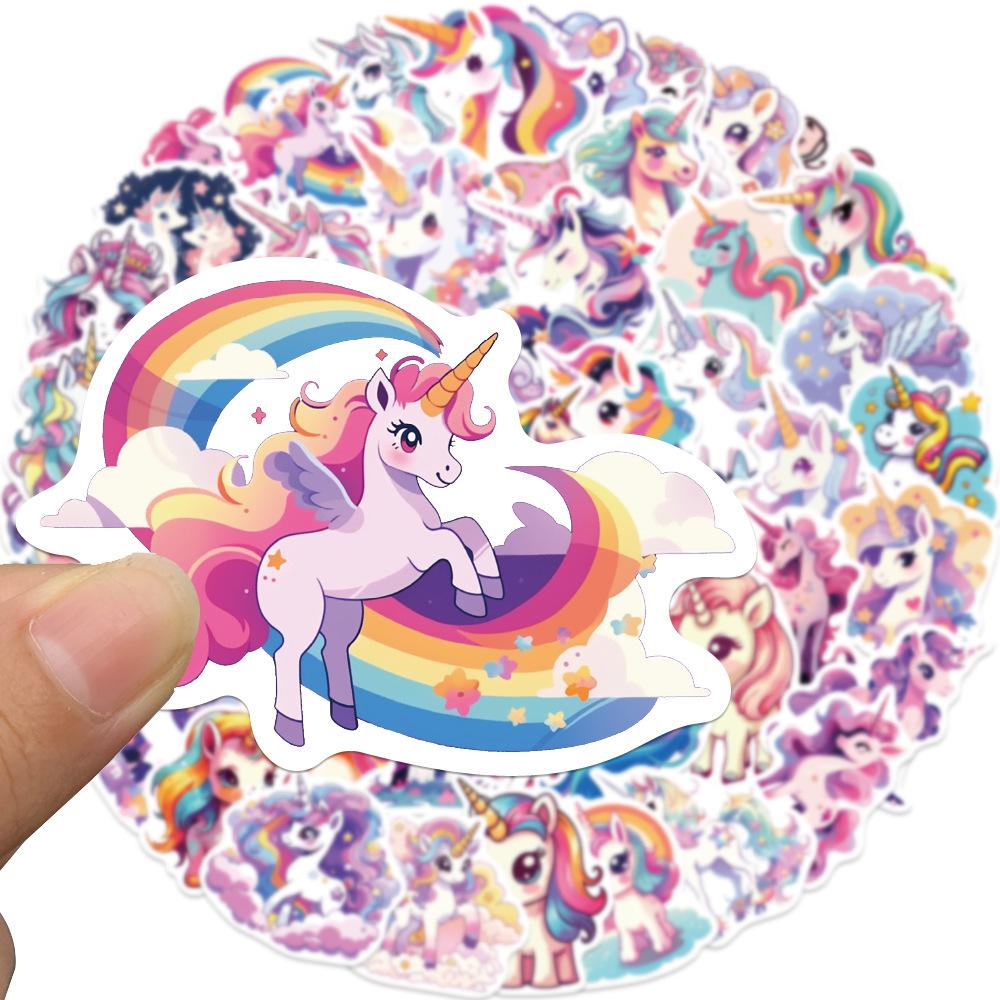 50 Cartoon Unicorn Doodle Stickers Guitar Notebook Suitcase DIY Waterproof Stickers