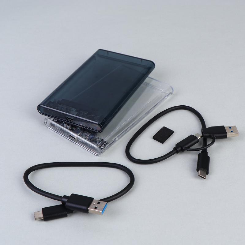 Usb Type C 2.5 Inch External Storage Case Sata To Usb 5Gbps Hdd Ssd Case Transparent Hard Drive Enclosure Support For Pc Laptops