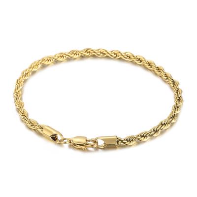 Gold Plated Stainless Steel Rope Chain Bracelet for Women