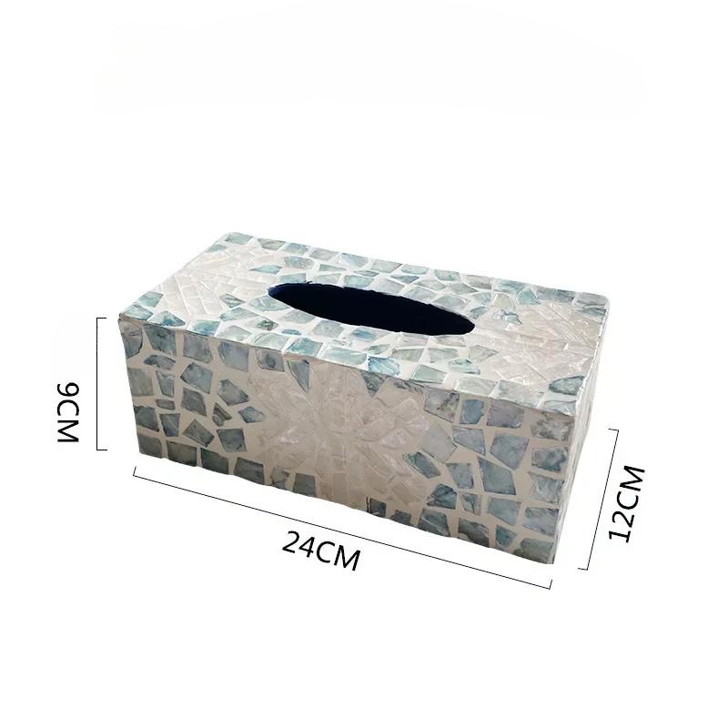 

Коробка для салфеток из цветной ракушки, европейская креативная, ручная работа, перламутровая, прямоугольная коробка для салфеток, квадратные бумажные коробки, украшение, хранение