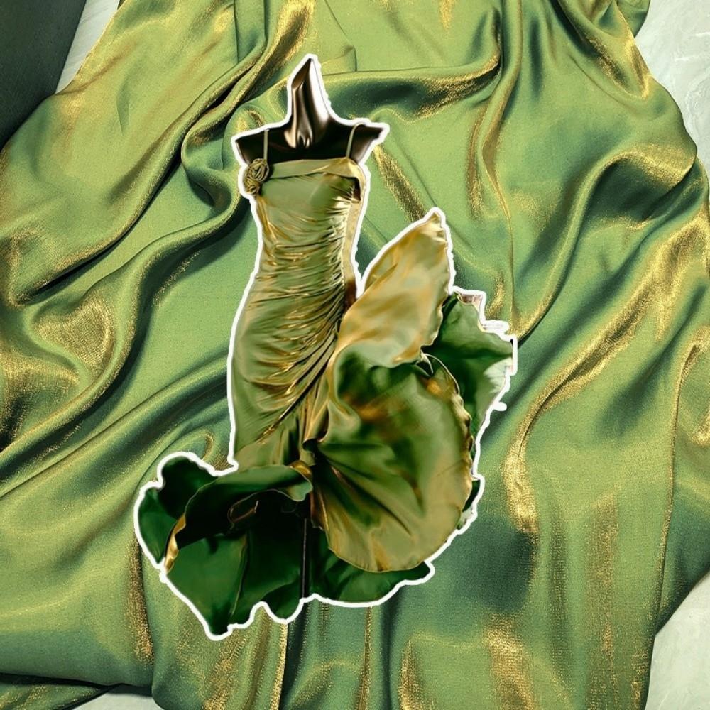 150*50cm Gradient Glossy Silk Satin Fabric Soft Shiny Sewing Material Smooth Holographic Iridescent Material Stage Costume