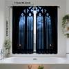 Set Of 2 Gothic Style Curtains Horror Themed House Featuring Design Suitable Bedroom Living Room Made Polyester Area Window Treatment