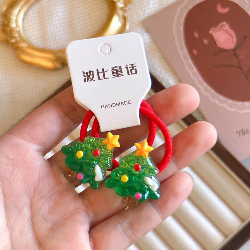 

2PCS Нові чудові мультяшні Санта-Клауси для дівчаток Еластичні гумки для волосся Аксесуари для волосся Дитячі гумки для волосся Дитячі головні убори