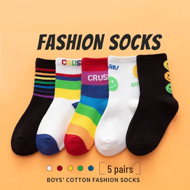 

Odor-Resistant Boys Cotton Basketball Socks, Mid-High Tube, Trendy for Spring, Autumn, Winter, Ages 3-12 3-5 Years, Foot Length 14-17CM