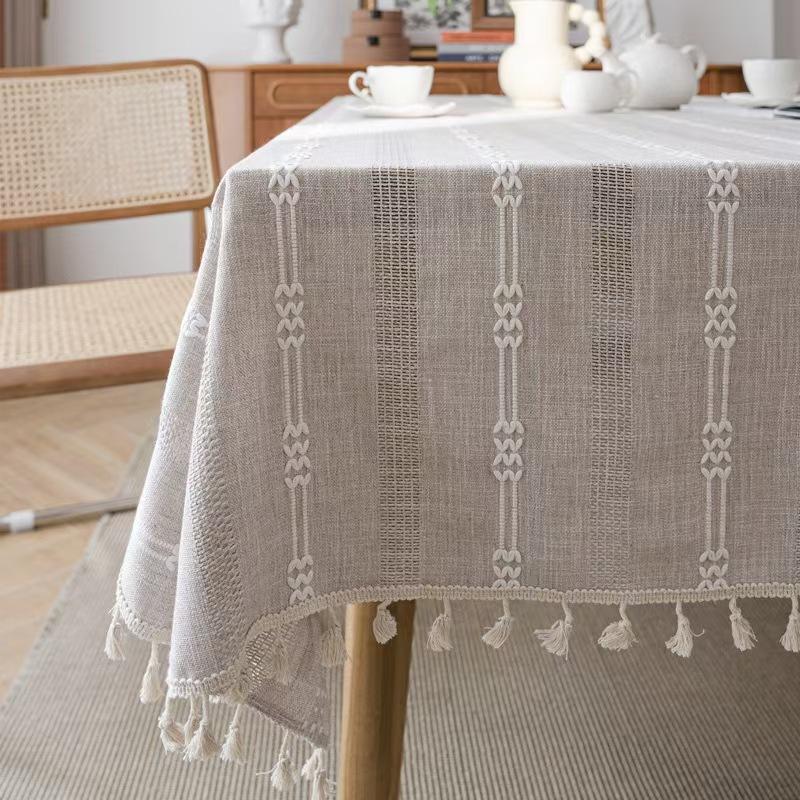 Jacquard Dining Table Cloth Rectangular Solid Color Dust-proof Household Kitchen Dining Table Decoration Anti Slip Cover Cloth 90x90