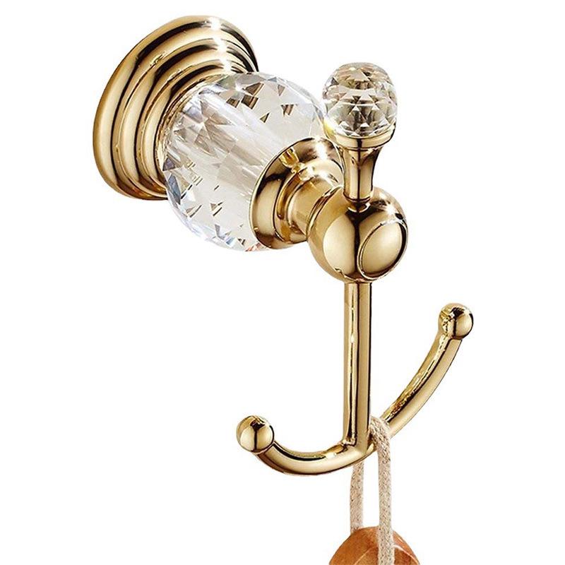 European Style Gold-Plated Crystal Towel Rack - Wall-Mounted, Stainless Steel
