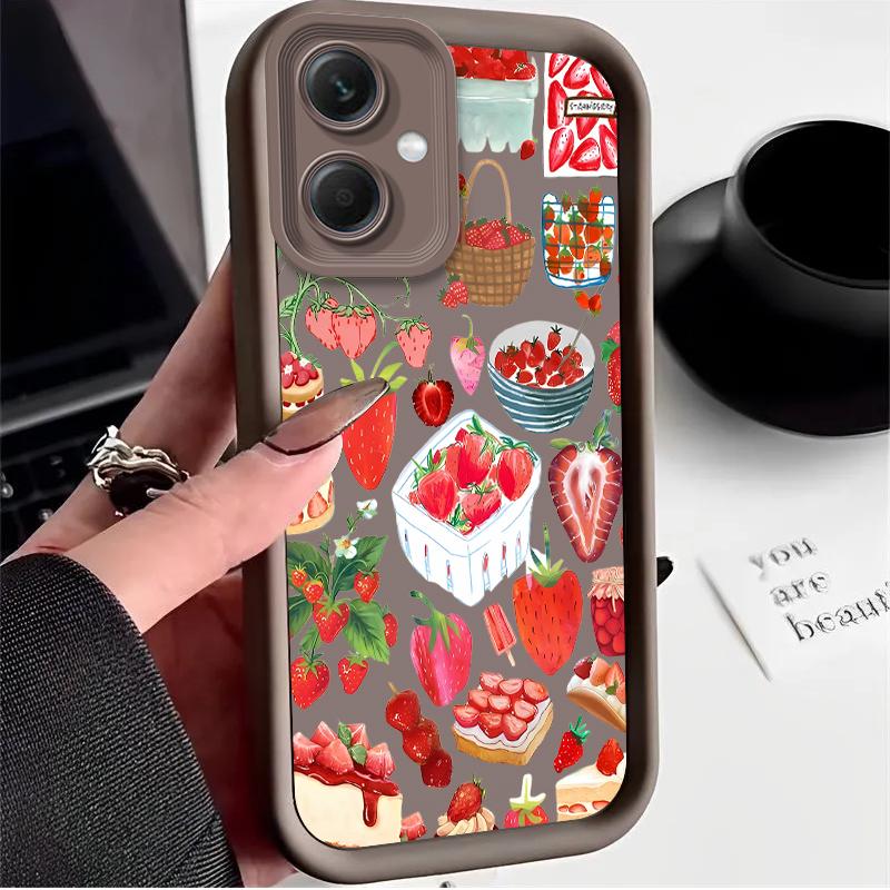 

Эстетичный чехол с клубникой для Xiaomi Redmi Note 14 13 12 Turbo 11S 4G 11 10 Pro Plus 9 14C 13C 12C 9C A2 A1 Чехол Funda Redmi A1 A2
