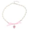 Elegant Heart Bowknot Pearl Pendant Necklace for Women Sweet Versatile Choker Charm Necklaces Fashion Jewelry Gift
