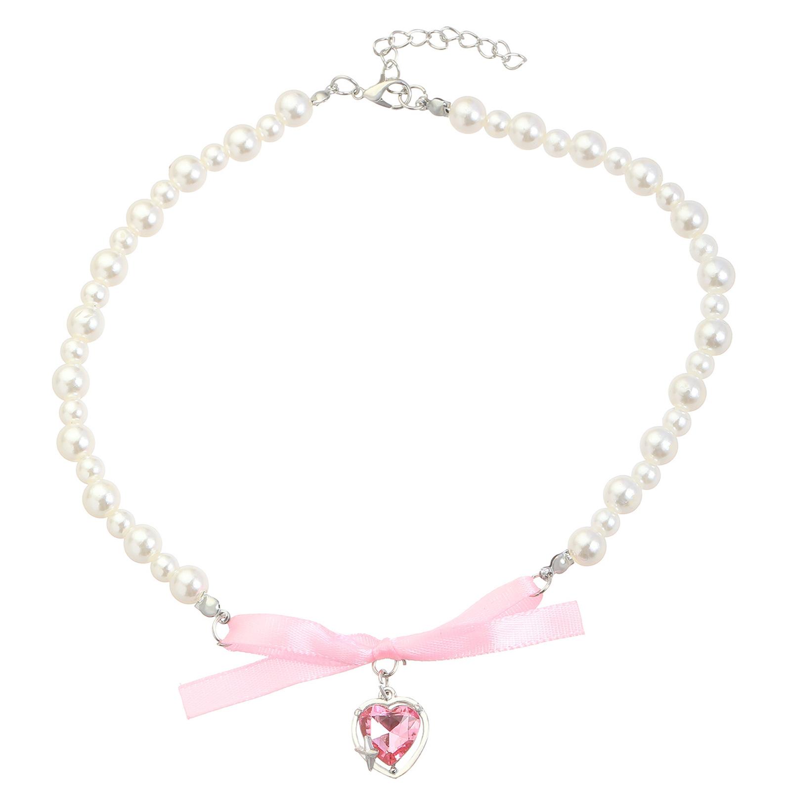 

Елегантне жіноче намисто з перлинним кулоном і бантом у вигляді сердечка, солодке універсальне кольє, намисто з шармом, модні прикраси, подарунок 3