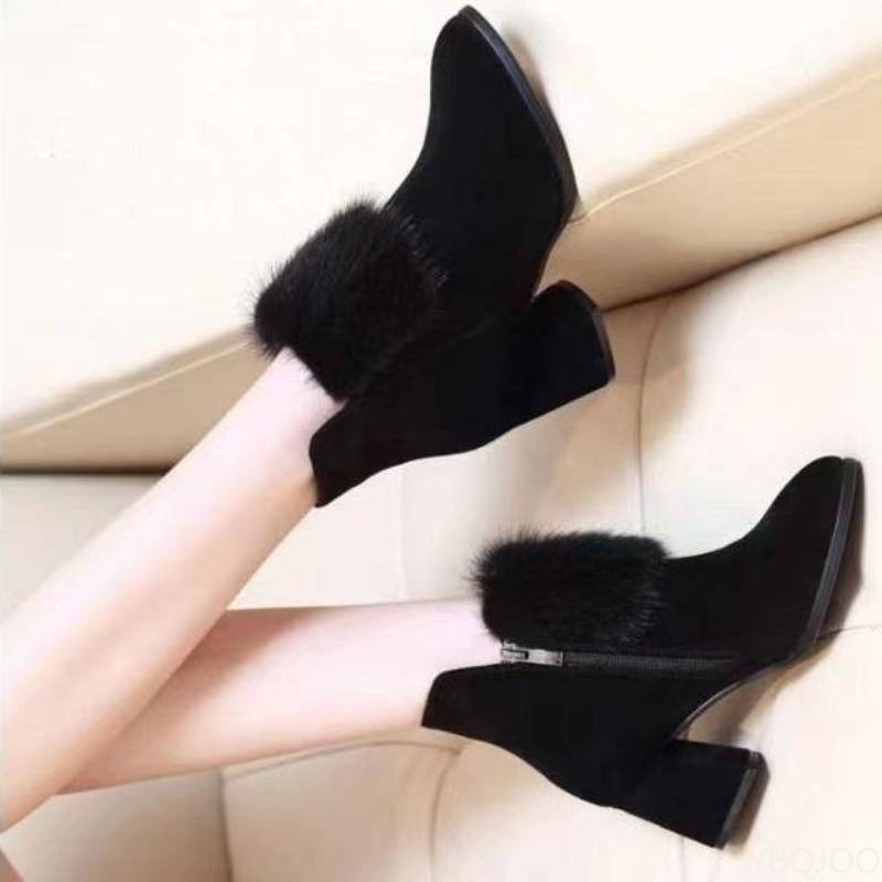 Thick High-heeled Temperament Snow Boots Fashionable Pointed Winter New Style Simple Comfortable Versatile Women's Shoes