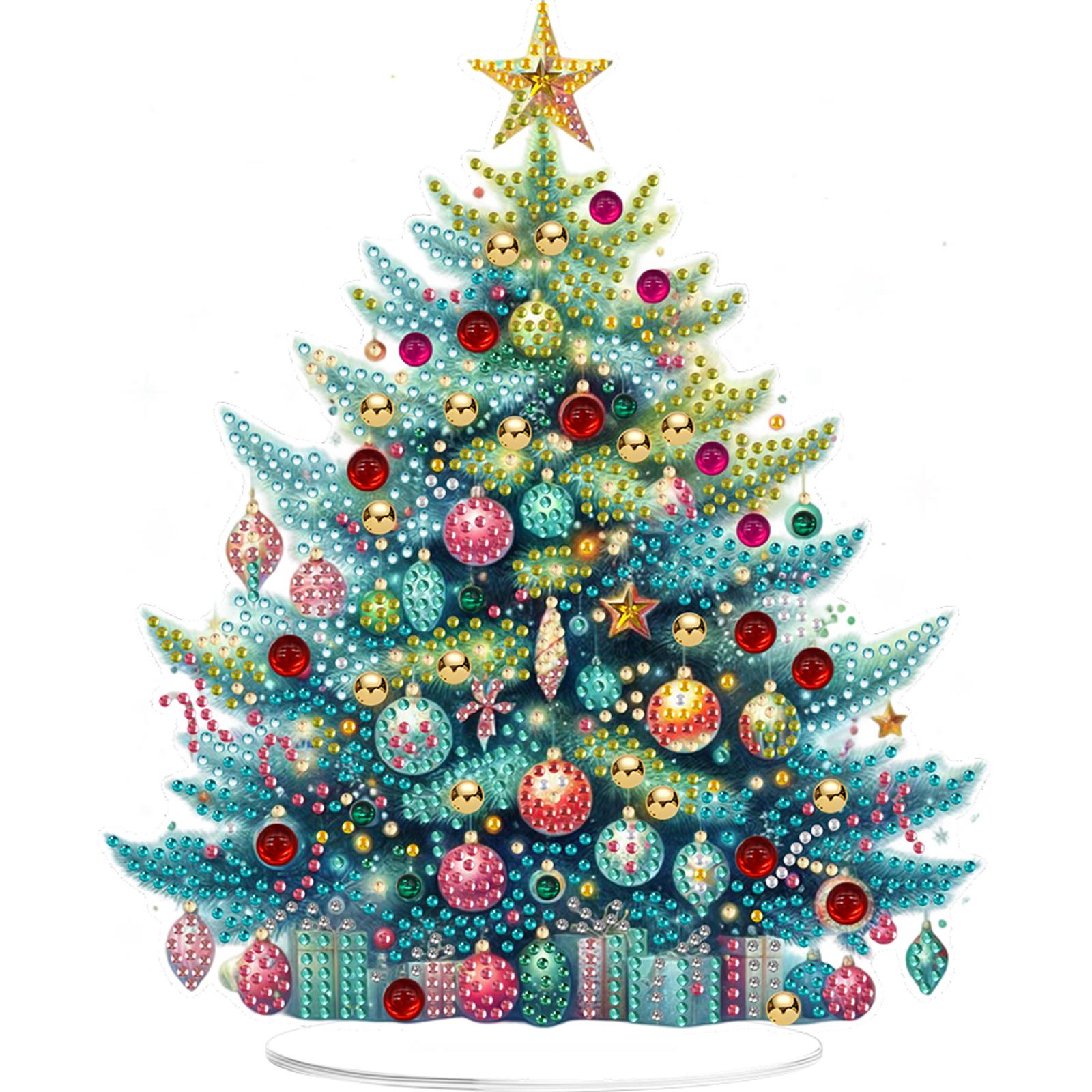 

2D Flat Christmas DIY Diamond Painting Tabletop Ornaments Kit Diamond Painting Desktop Decorations for Home Office Desktop Decor