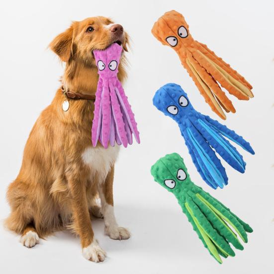 Plush Octopus Dog Chew Toy Small Medium Large Dog Cat Squeaky Stuffed Octopus Doll Indoor Outdoor Stress Relief Interactive Teething Toy Pet Supplies