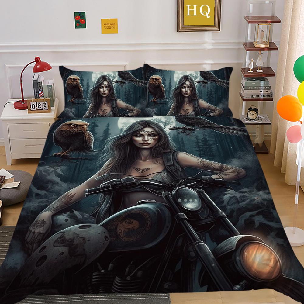 Krásný povlak na lůžkoviny s potiskem lebky Dvojitá velikost Mikrovlákno Ložní prádlo Teen Cool Módní Dekorace ložnice