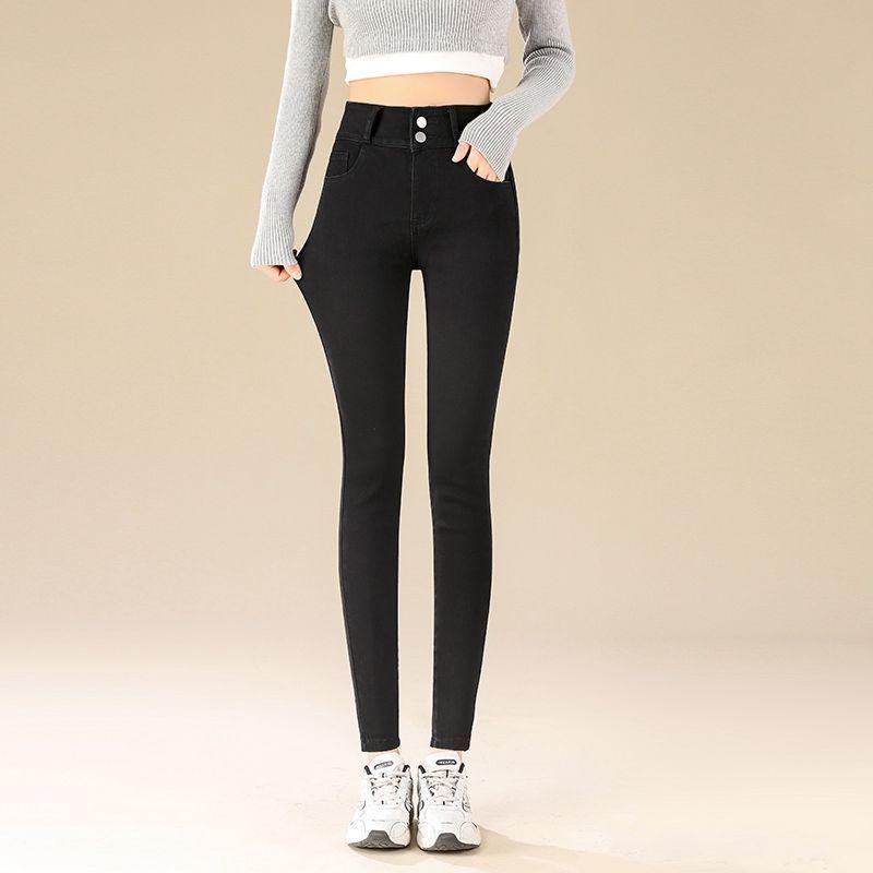 

High-Waisted Velvet Skinny Jeans: Winter Warm, Slimming, Butt-Lifting, Cropped Pencil Pants for Petite Women. 25